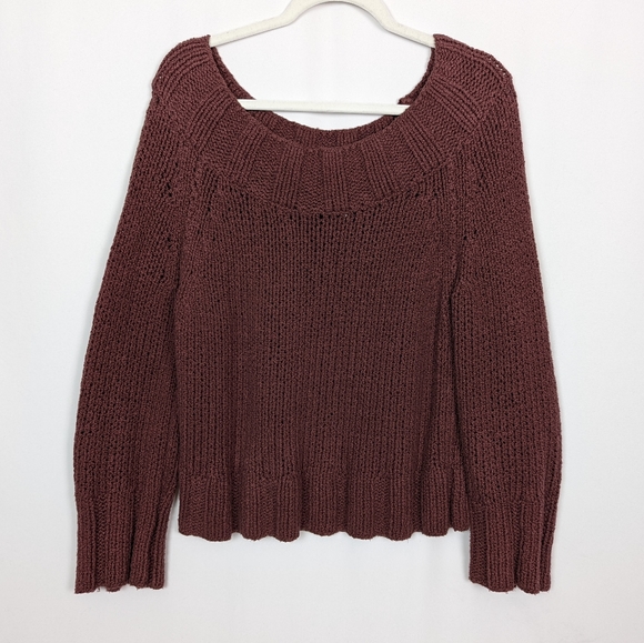 Free People S Beachy Off The Shoulder Sweater Ribbed Knit Pullover Boho Hippie - Picture 9 of 16